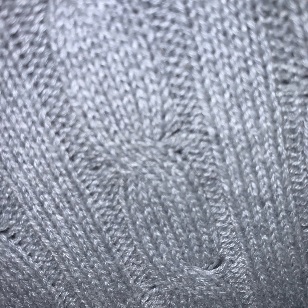 Grey Cable-Knit Sweater V-Neck